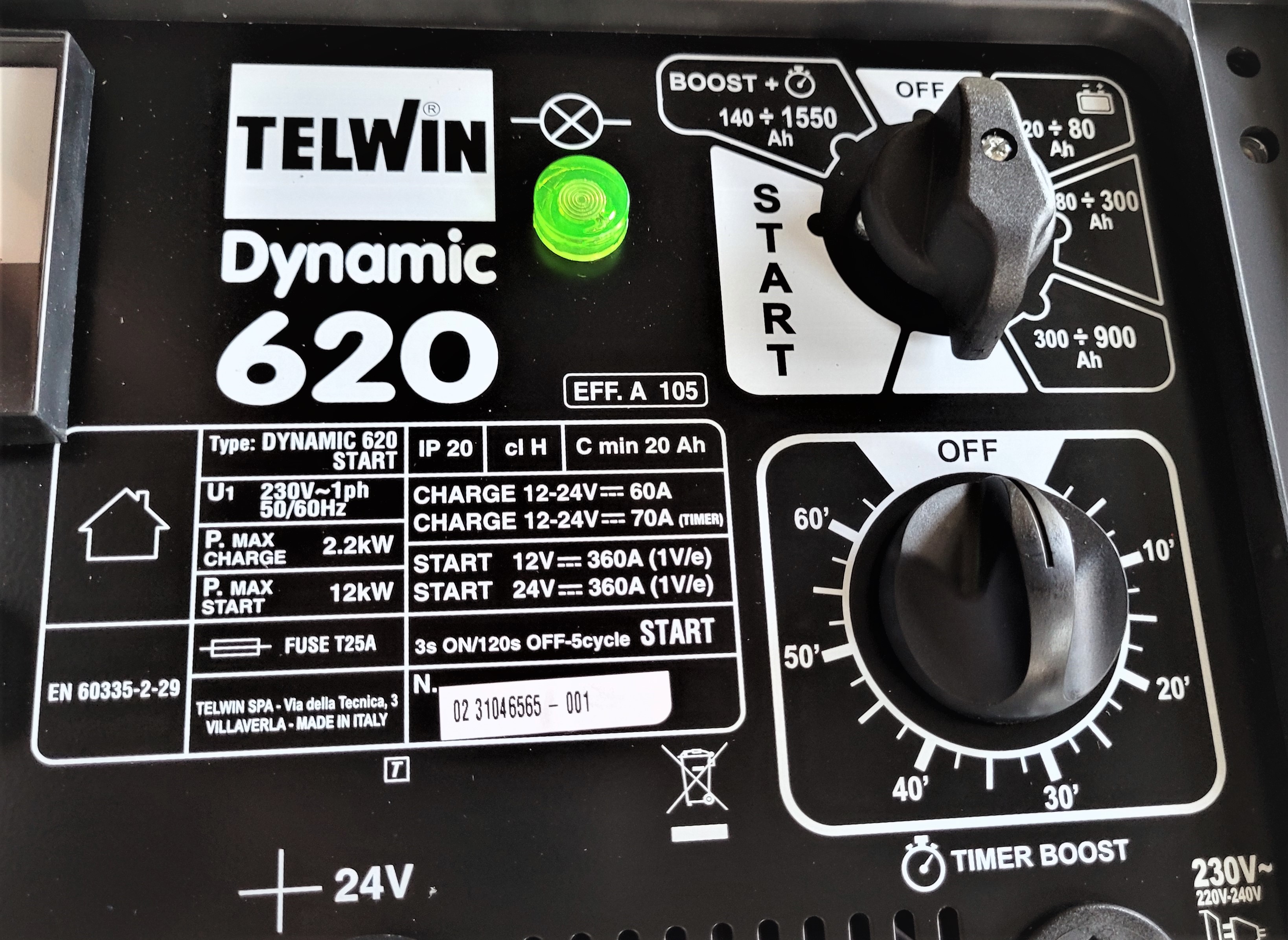 -зарядное устройство TELWIN DYNAMIC 620 START 230V 12-24V  .